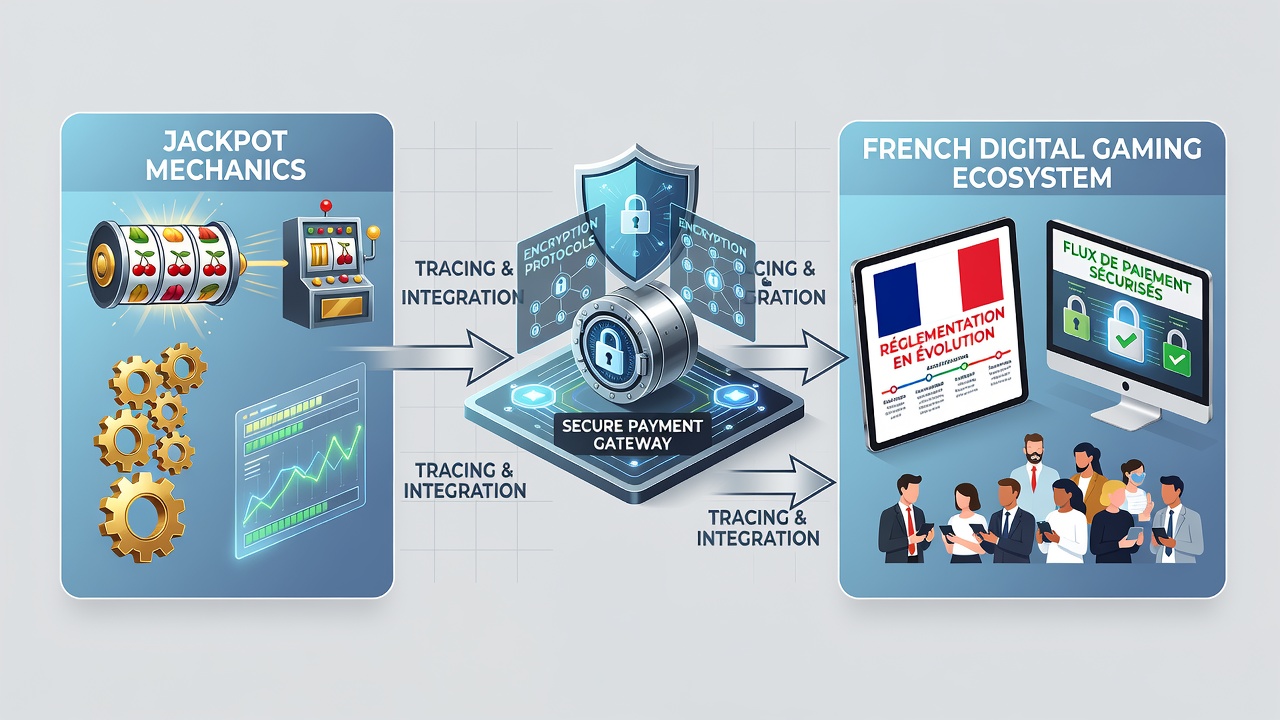 Illustration of secure transaction pathways linking French jackpot systems to verified payment processors